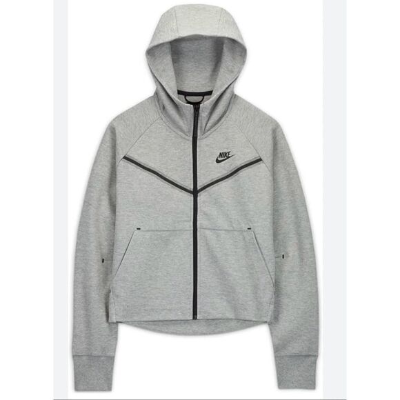 Nike tech fleece Windrunner zip up grey cropped hooded sweater small - Picture 10 of 10